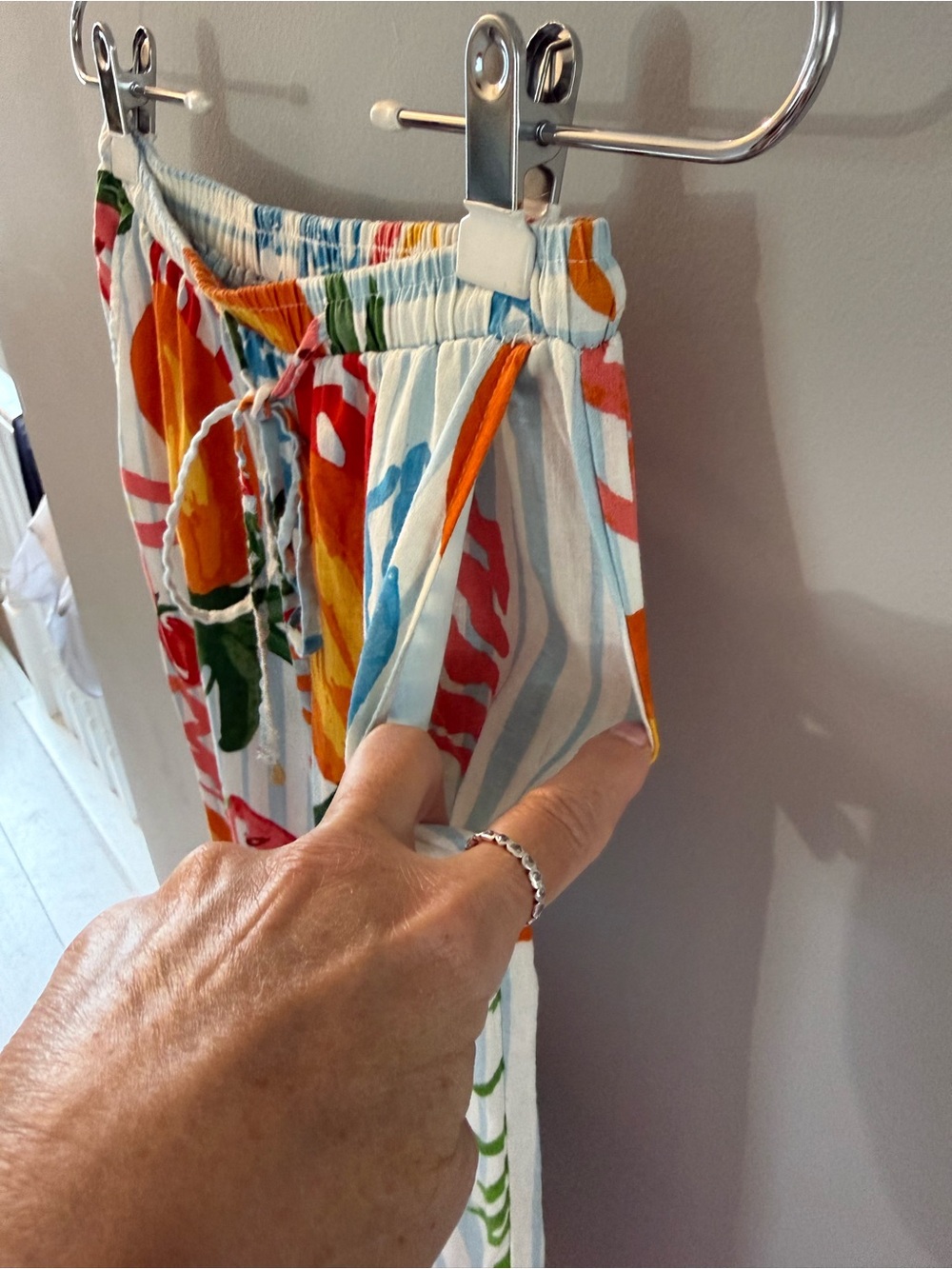 CALYPSO Tropical Fruit Print Wide Leg Lounge Pants - Multicolor, XS - Picture 5 of 7